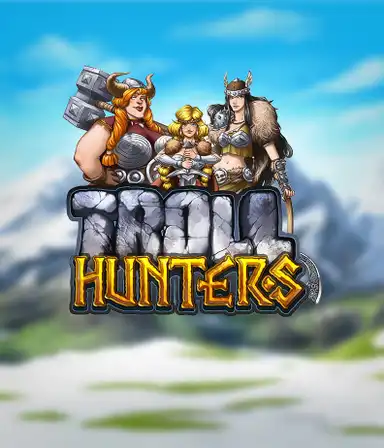 Step into the world of "Troll Hunters," where bold Viking warriors prepare to confront their foes. The logo displays a pair of Vikings, male and female, equipped with weapons, set against a chilly mountainous backdrop. They emanate strength and courage, symbolizing the core of the game's adventurous theme.